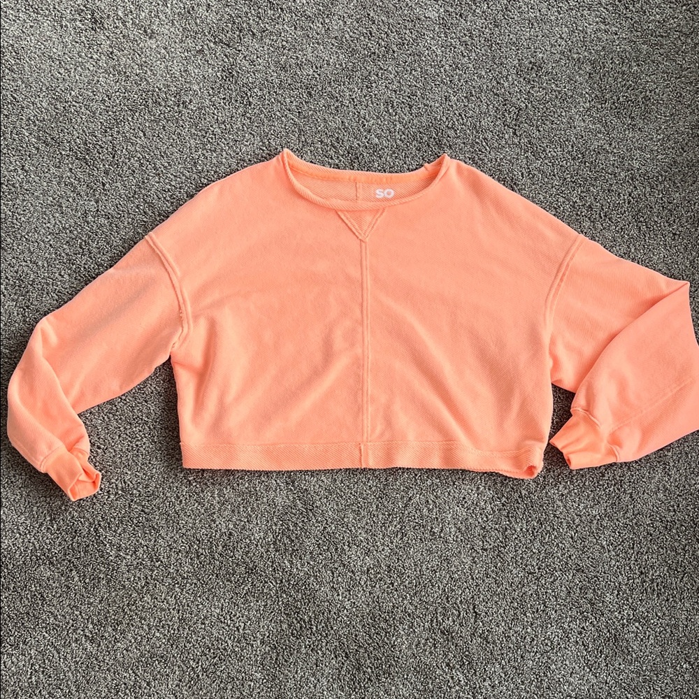 SO Retro neon peach orange Cropped Sweatshirt